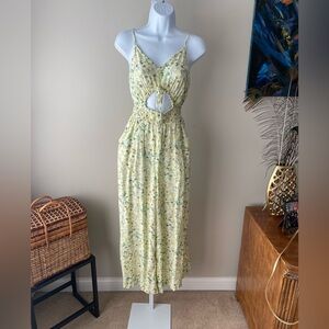 American Eagle Outfitters Yellow Floral Jumpsuit